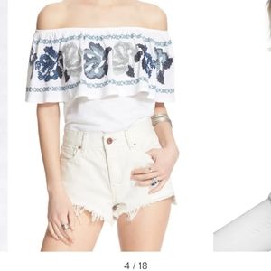 Free People| Off the shoulder embroidered top